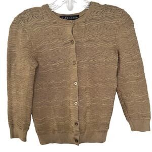 Ralph Lauren Black Label Tan/Gold Cardigan Size S